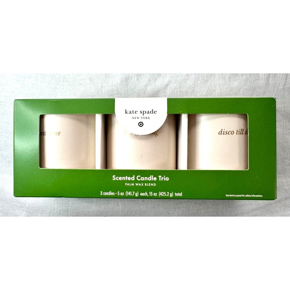 kate spade Green Box with Cream Scented Candle Trio